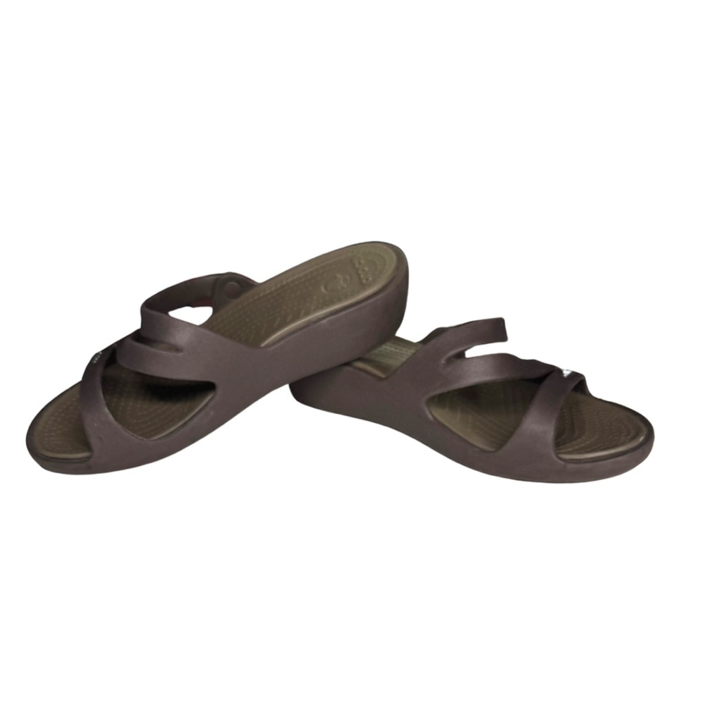 CROCS Brown Comfort Sandals Slip-On Design strappy 8 summer vacation beach - Picture 4 of 9